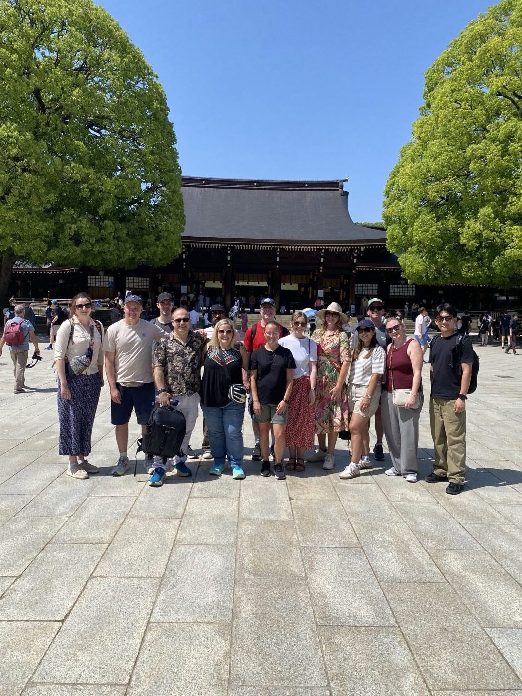 Guests with local guide Yuki at Meiji Shrine